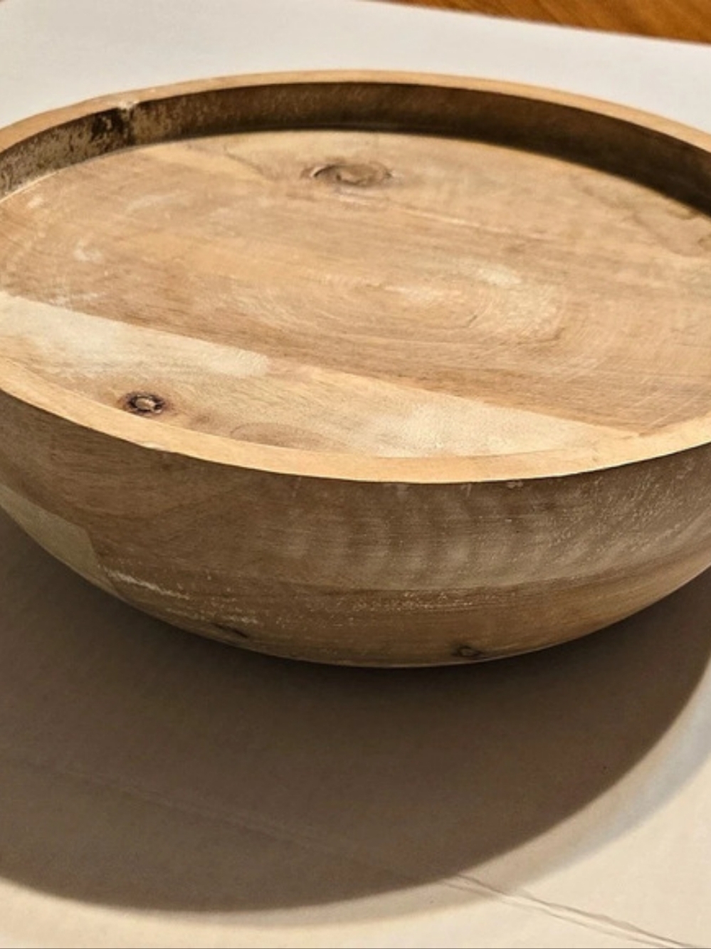 Smith& Hawken Large Wooden Pedestal Bowl Rustic Natural Wood Mill Valley